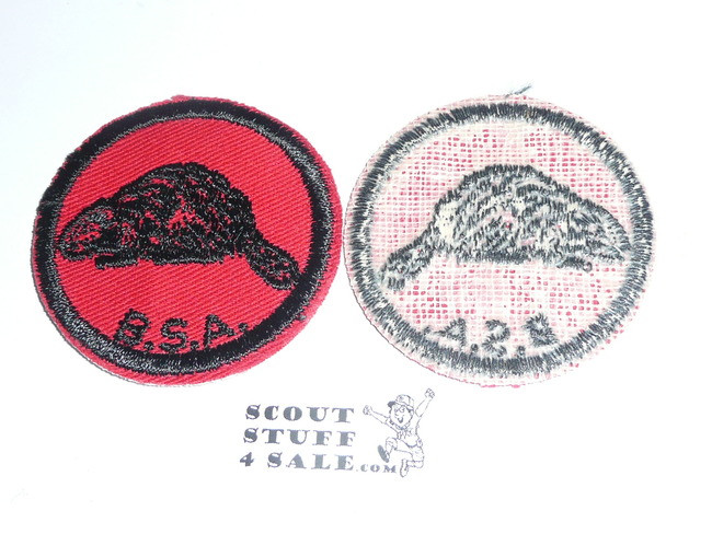 Beaver Patrol Medallion, Red Twill with gum back, 1955-1971