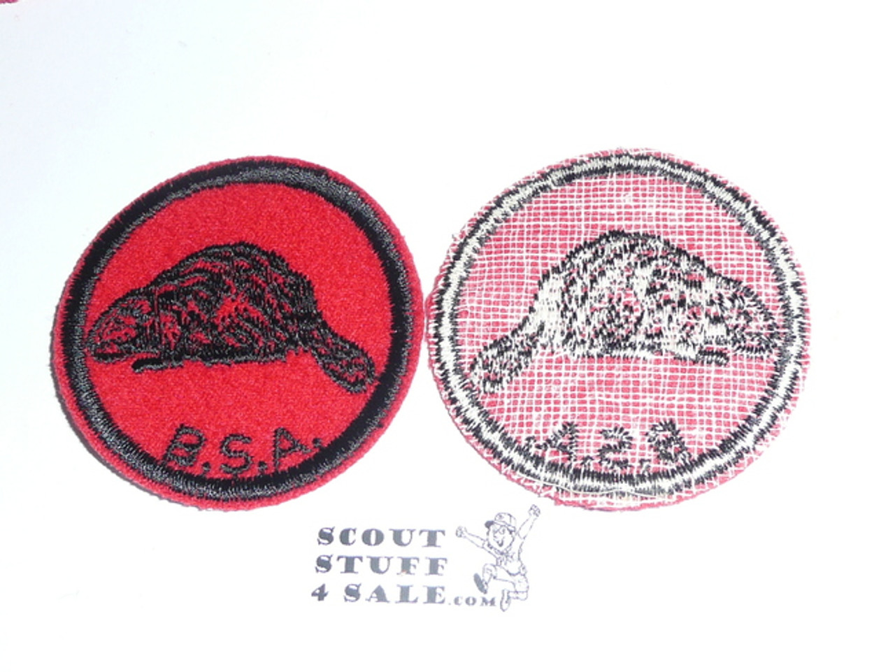 Beaver Patrol Medallion, Felt w/BSA black/White ring back, 1940-1955