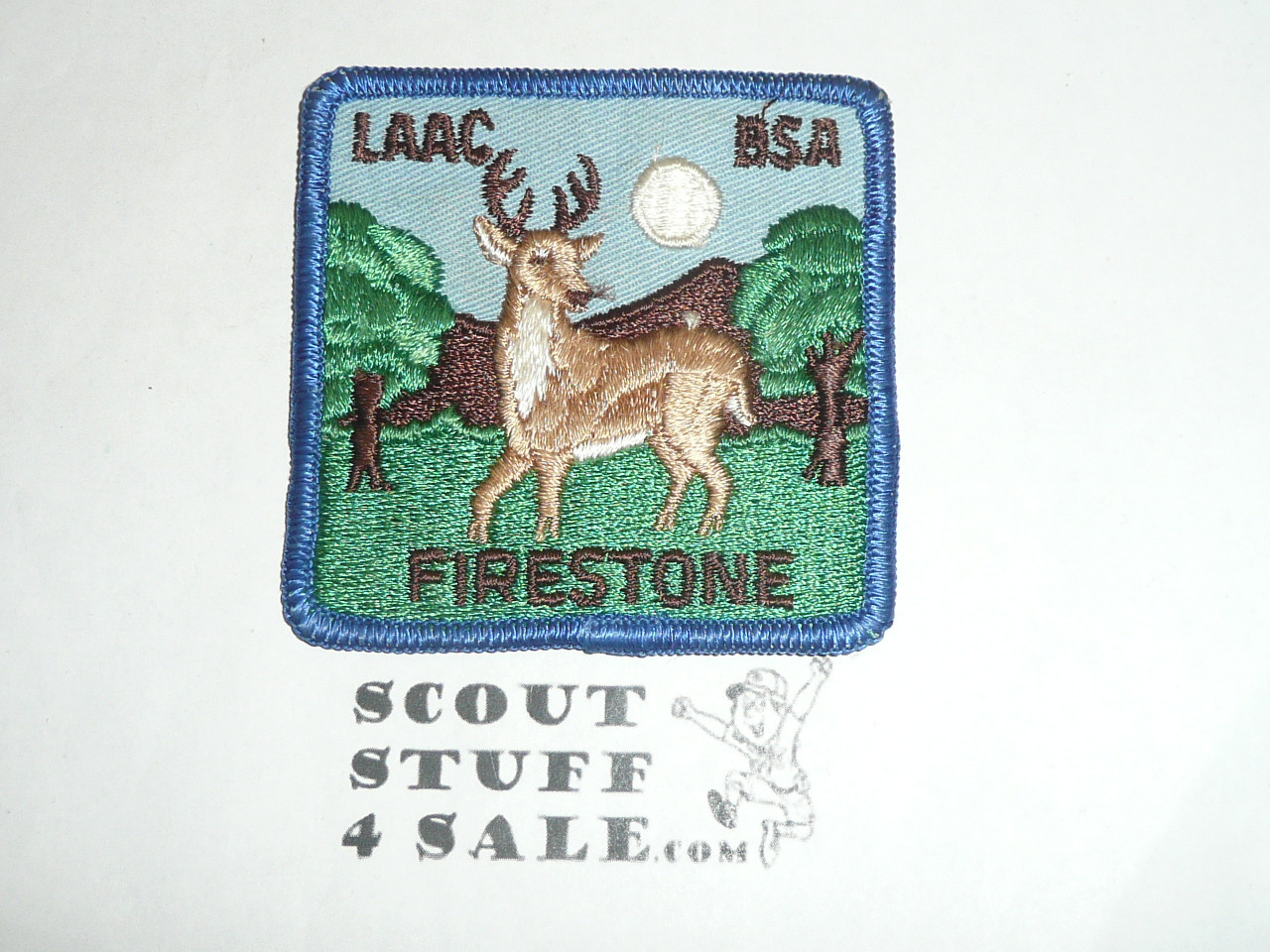 Firestone Scout Reservation Patch, Square, Royal Blue bdr & Brn letters