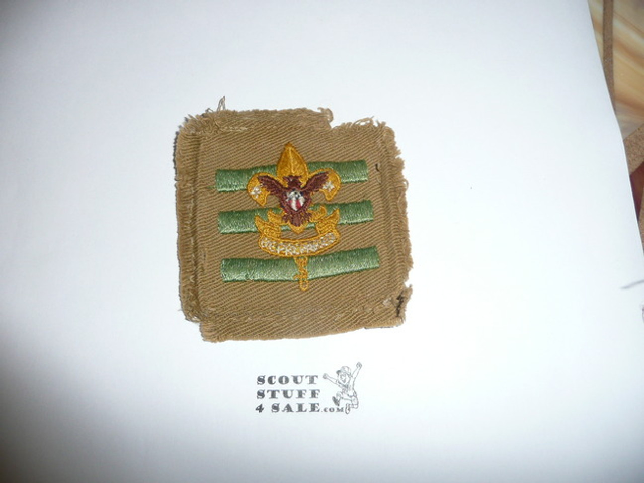 Junior Assistant Scoutmaster Patch - 1936-1942 - Tan Twill Tall Crown (J3) - Used