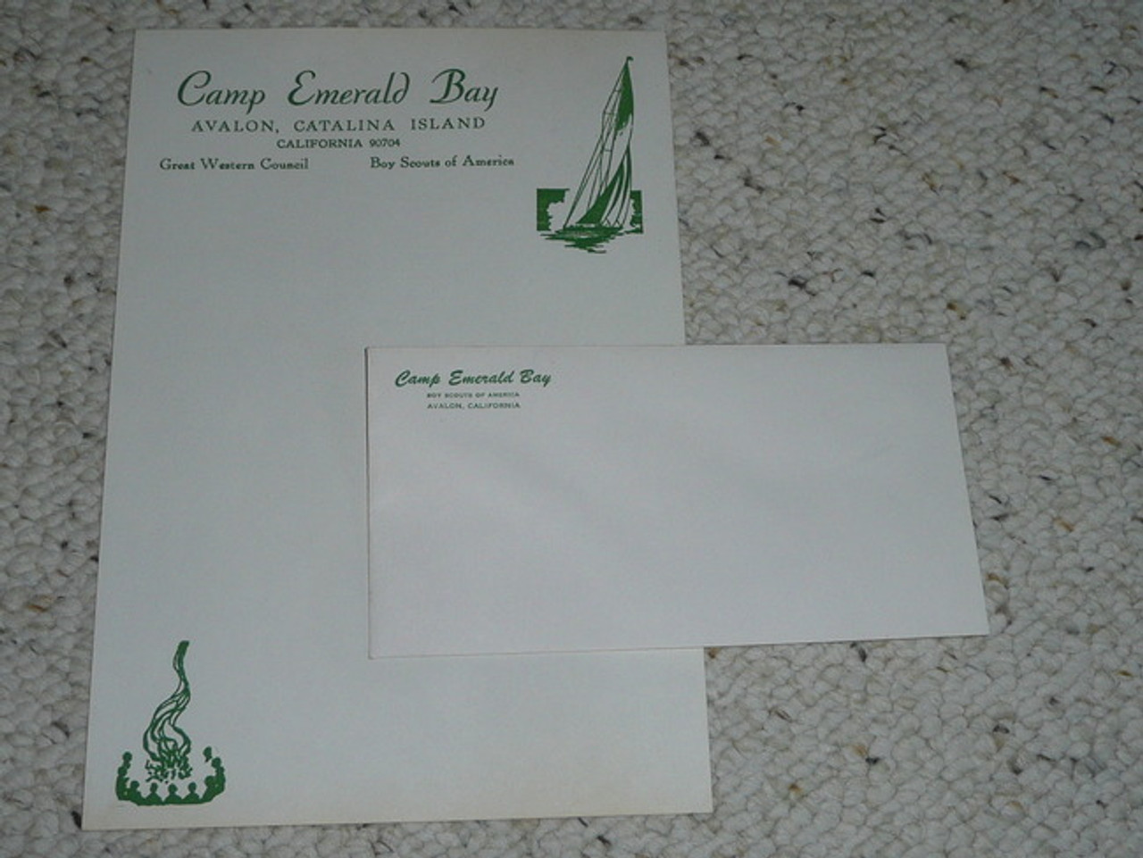 Great Western Council, 1970's Camp Emerald Bay Stationary and Envelope