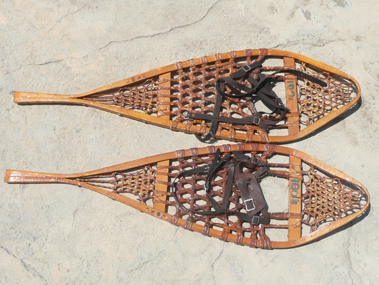 1950's Crescent Bay Area Council Snow Shoes, genuine antiques!,  Made of wood and strung with cat gut, branded with CBAC, used by troops in the council for many years (shipping to be paid by buyer after purchase so exact costs can be determined)