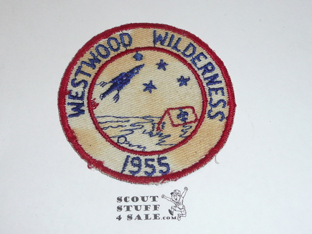 Crescent Bay Area Council, 1955 Westwood District Wilderness Camp Patch, Soiled