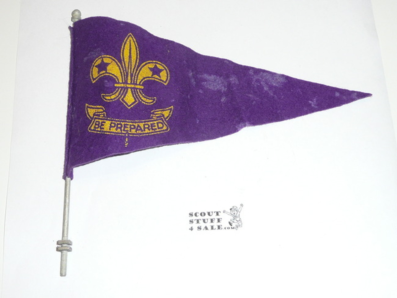 Felt Foreign Boy Scout Small Flag, Shows Wear, 2 Sided, Purple