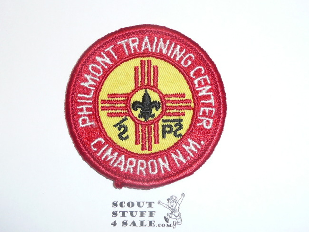 Philmont Scout Ranch, Training Center Patch, 62 mm., Yellow Background, Brand In Yellow Background Not Red Border