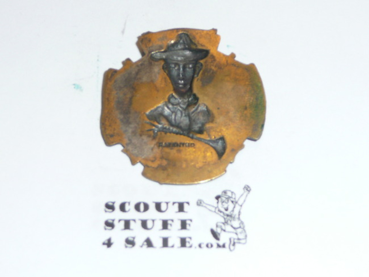 Boy Scout Watch Fob, Relief with Bugle, Bronze, No Band Attachment