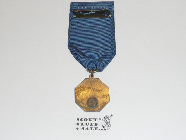 Boy Scout Silver Contest Medal, Very Long Ribbon, Silver Plate