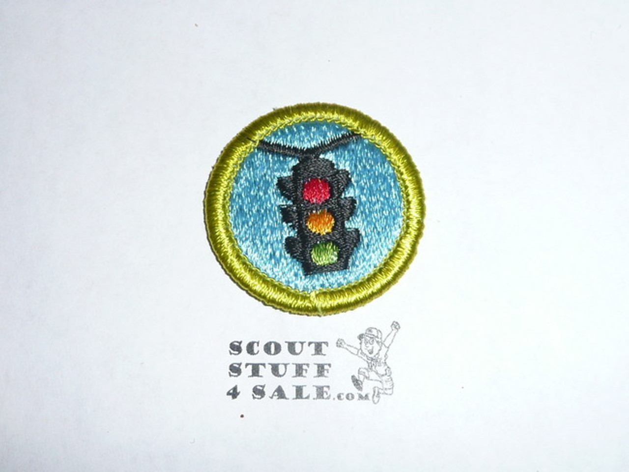 Traffic Safety - Type H - Fully Embroidered Plastic Back Merit Badge (1971-2002)