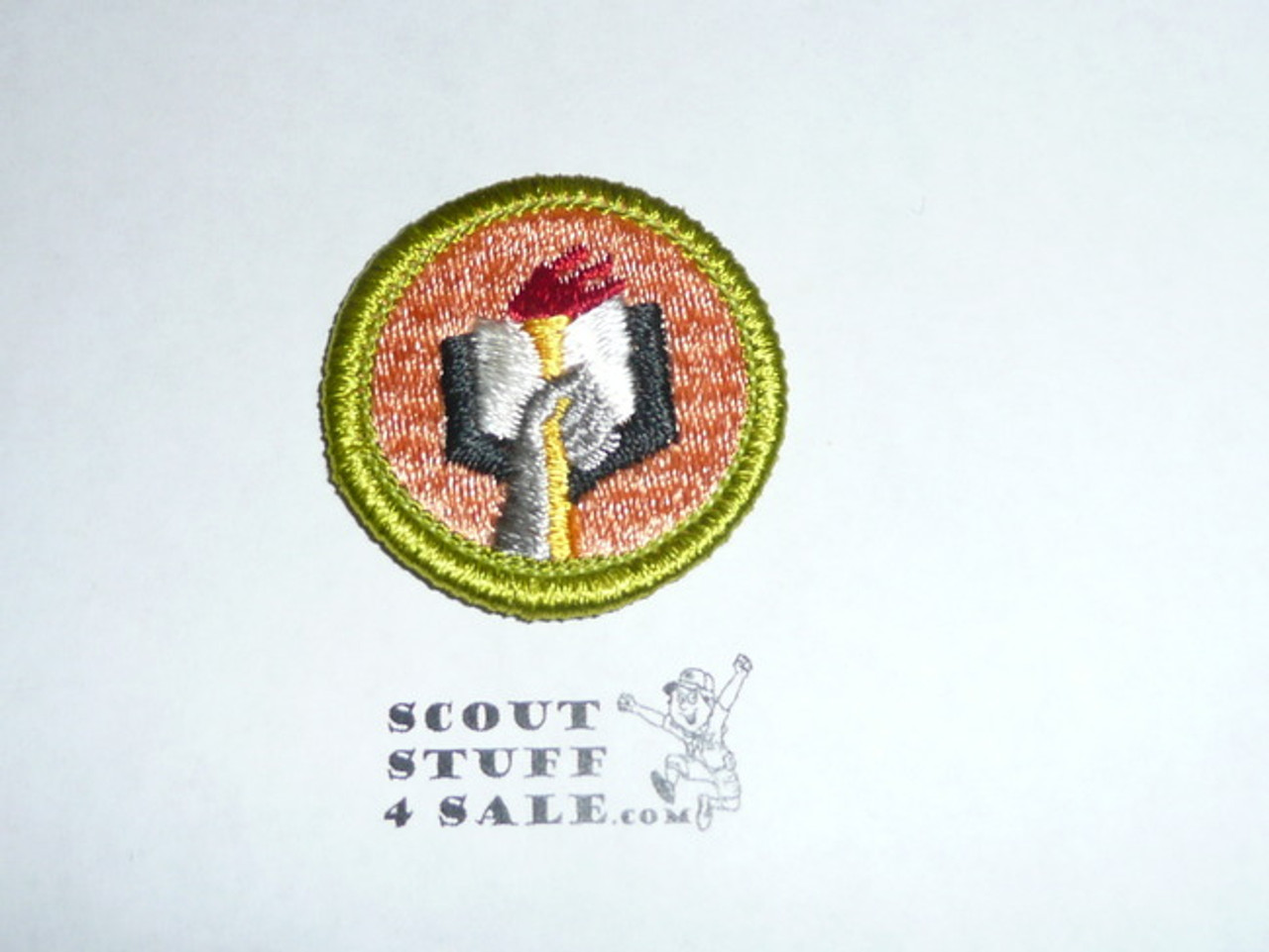 Scholarship - Type H - Fully Embroidered Plastic Back Merit Badge (1972-2002)