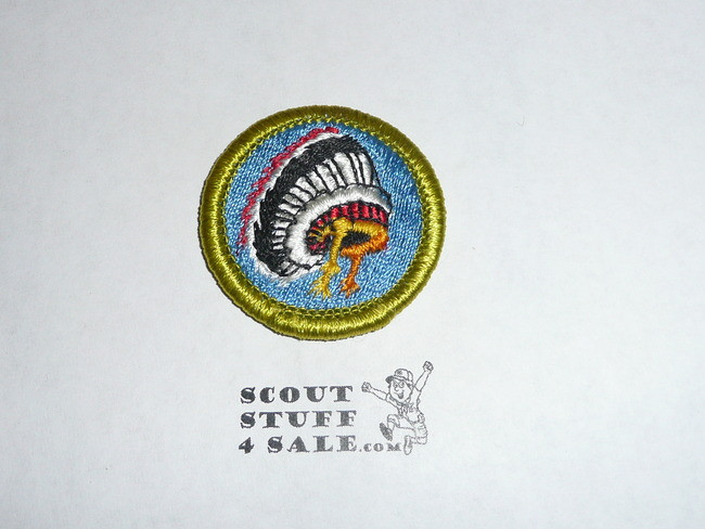 Indian Lore - Type H - Fully Embroidered Plastic Back Merit Badge (1972-2002)