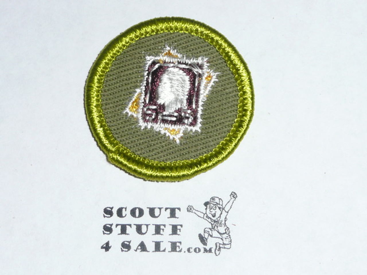 Stamp Collecting - Type F - Rolled Edge Twill Merit Badge (1961-1968)