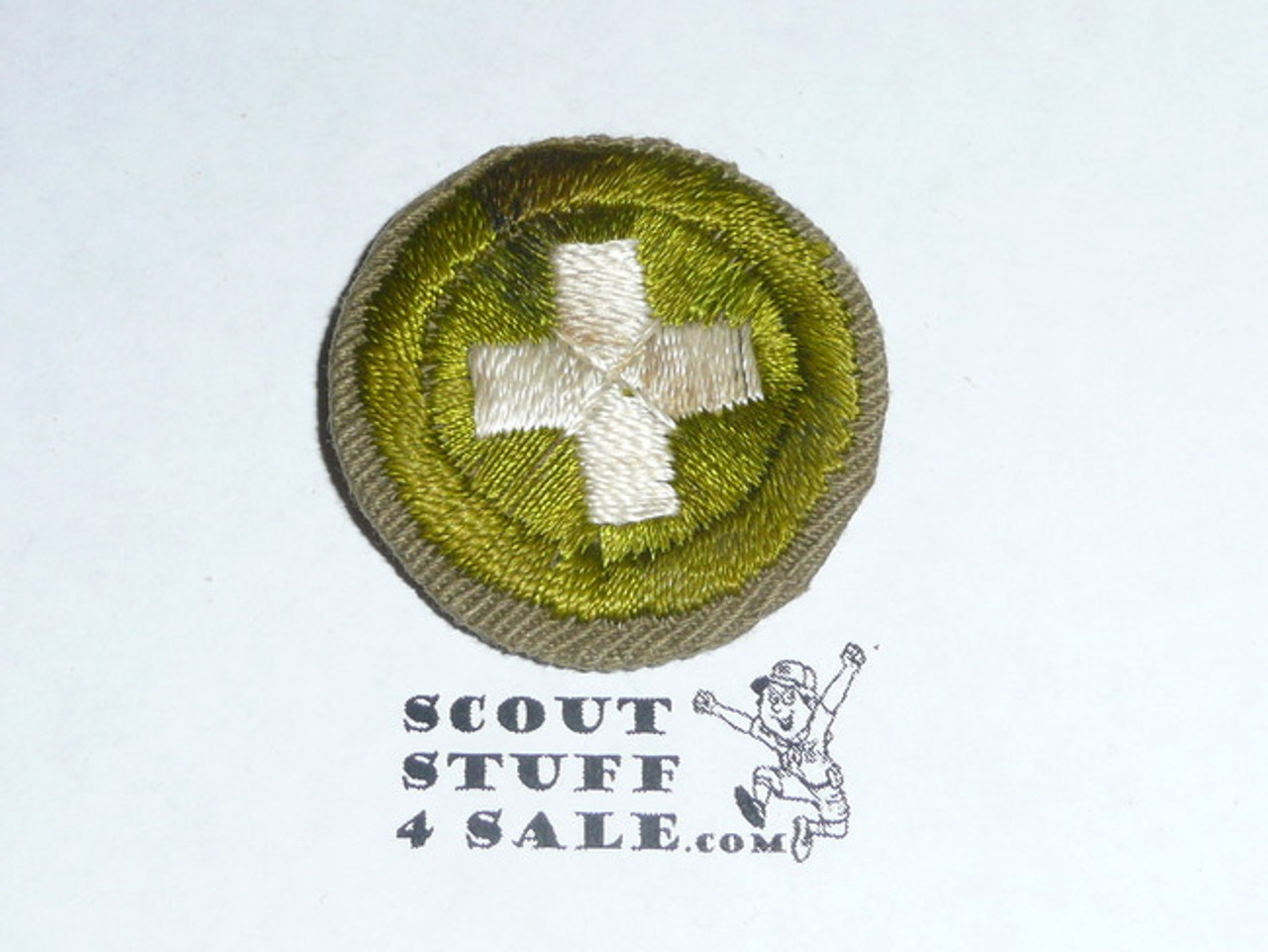 Safety - Type C -  Tan Crimped Merit Badge (1936-1946)