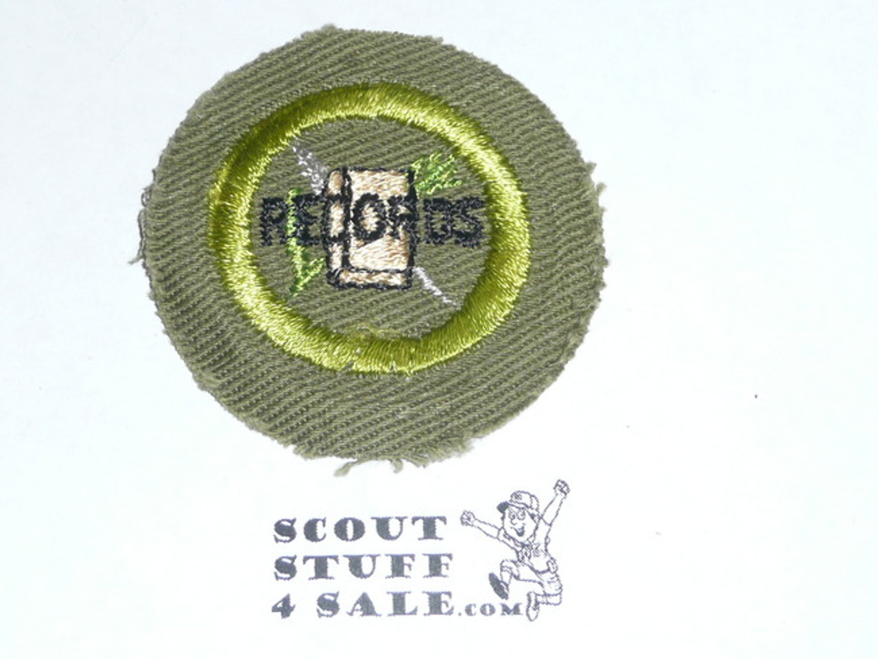 Farm Records - Type E - Khaki Crimped Merit Badge (1947-1960)