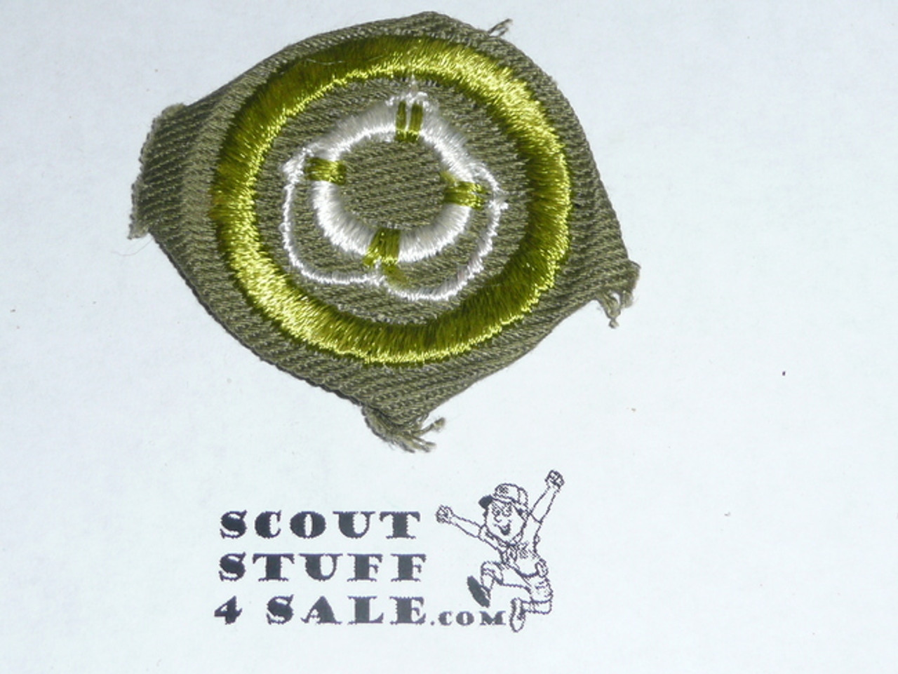 Lifesaving - Type E - Khaki Crimped Merit Badge (1947-1960)