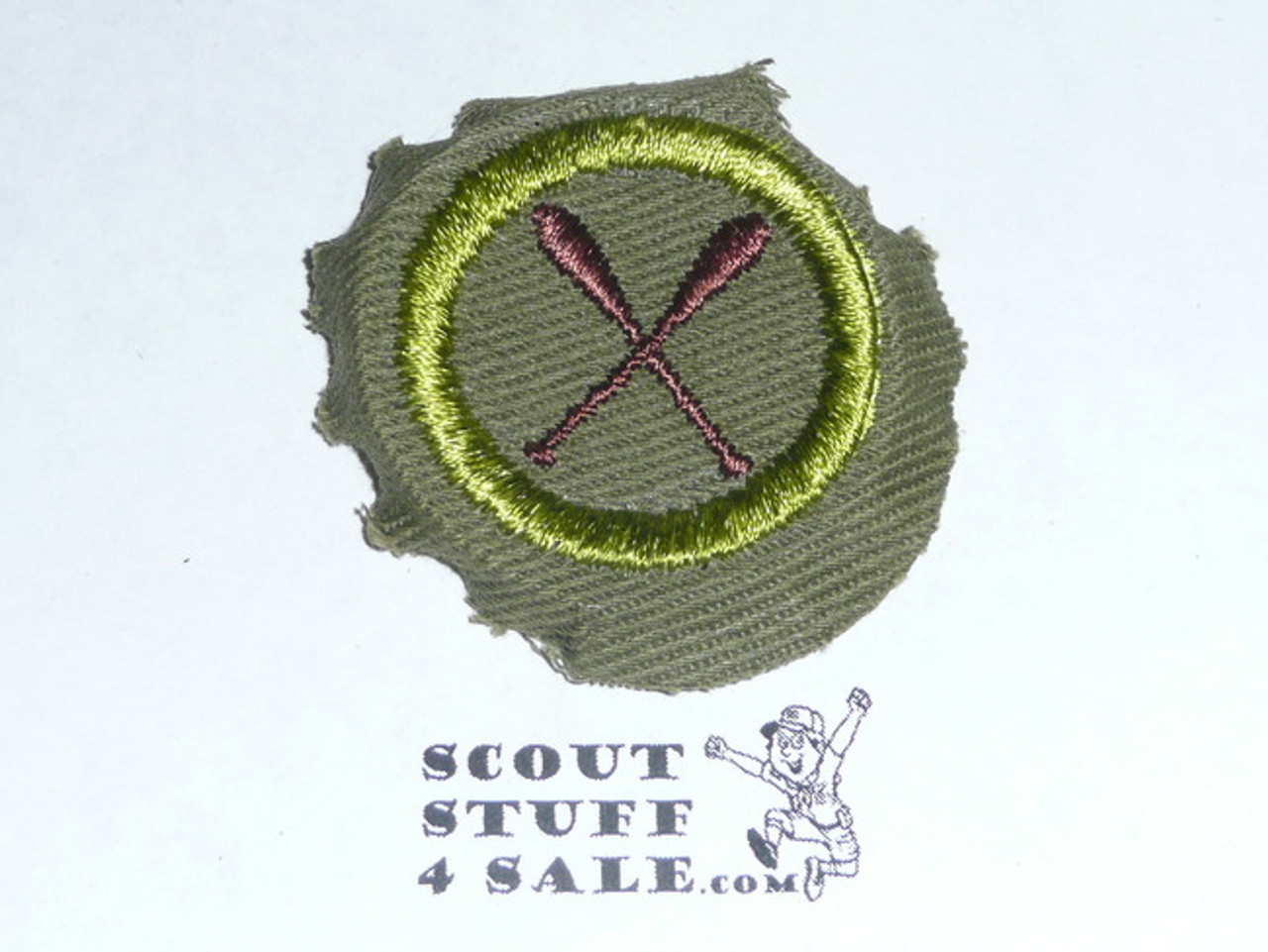 Canoeing - Type E - Khaki Crimped Merit Badge (1947-1960)