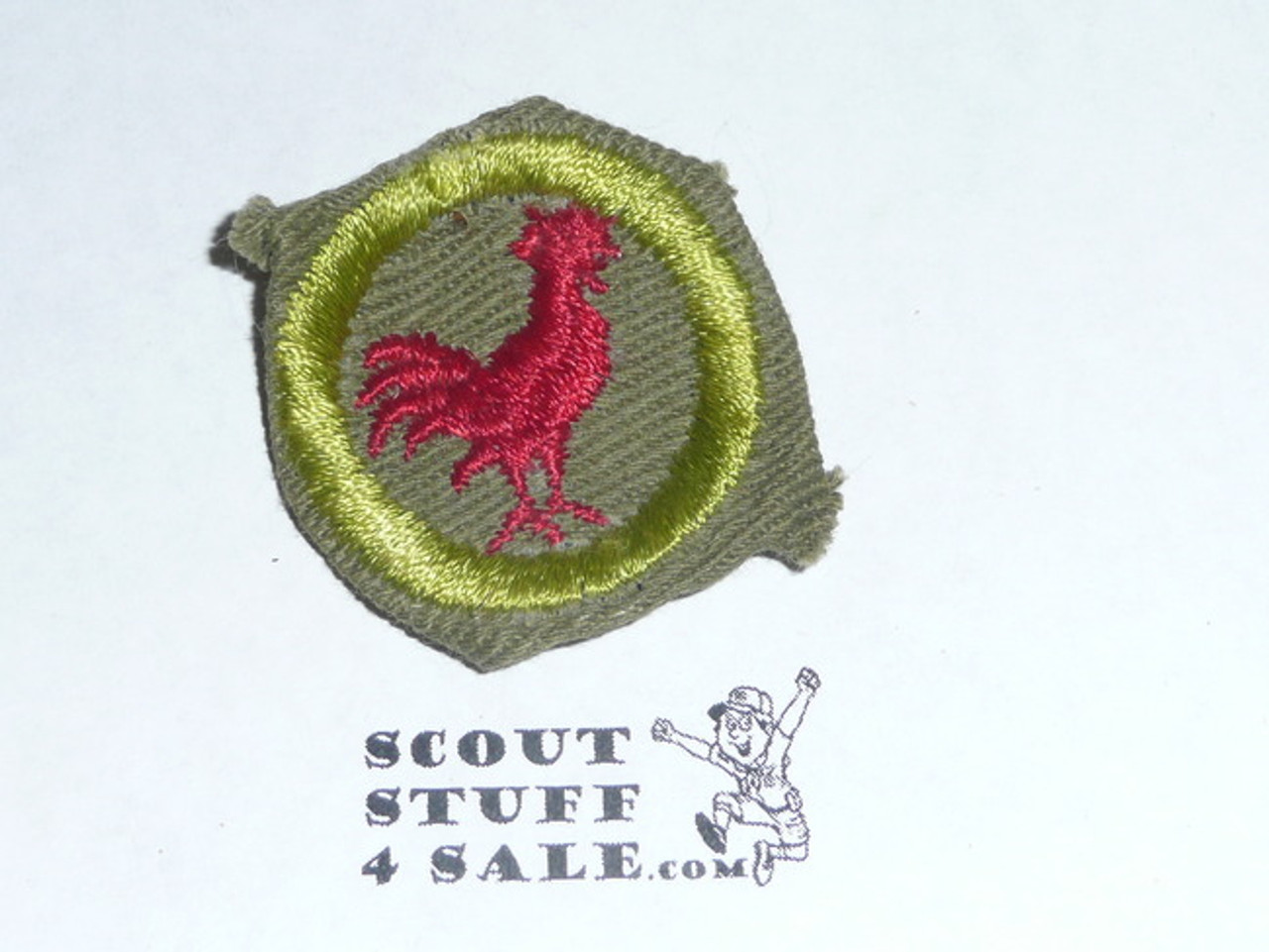 Poultry Keeping - Type E - Khaki Crimped Merit Badge (1947-1960)