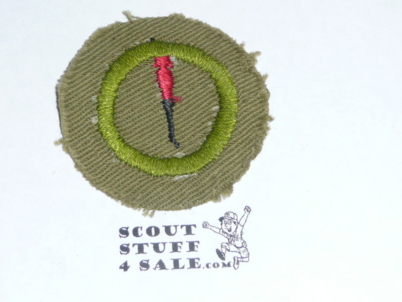 Leatherworking - Type A - Square Tan Merit Badge (1911-1933), cut down from square