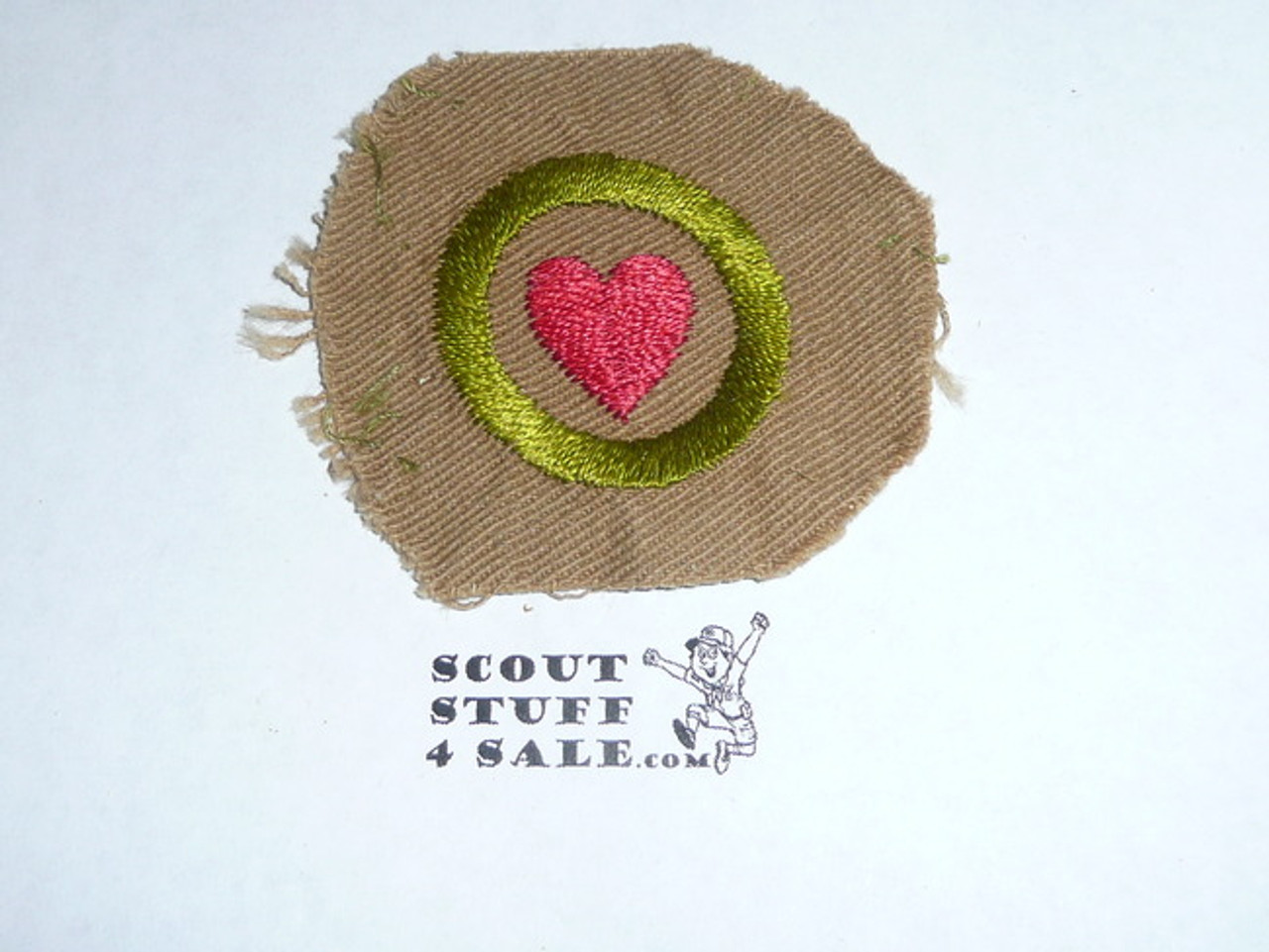 Personal Health - Type A - Square Tan Merit Badge (1911-1933), trimmed