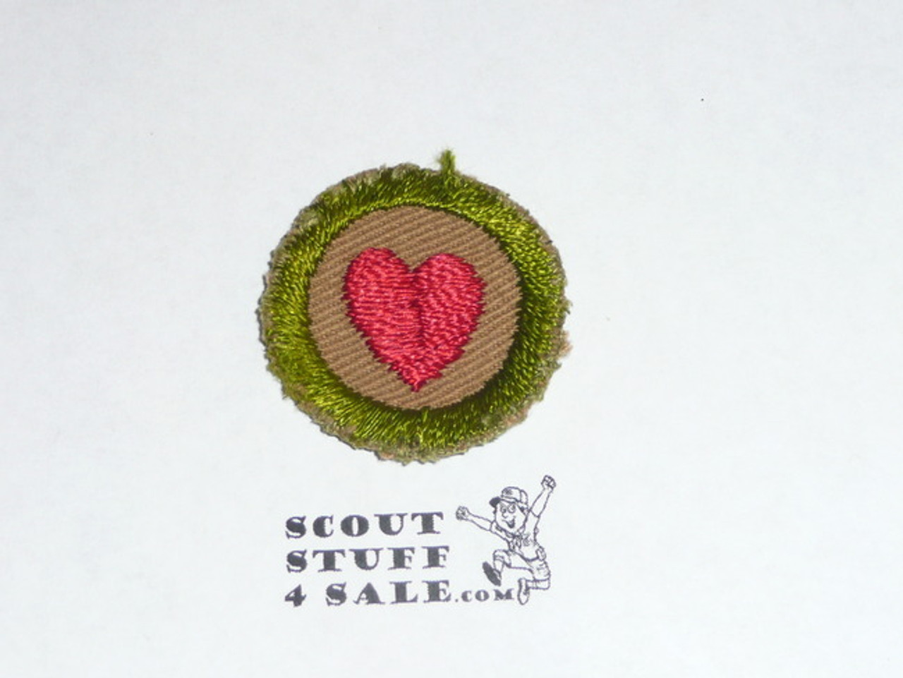 Personal Health - Type A - Square Tan Merit Badge (1911-1933), cut to round or little material