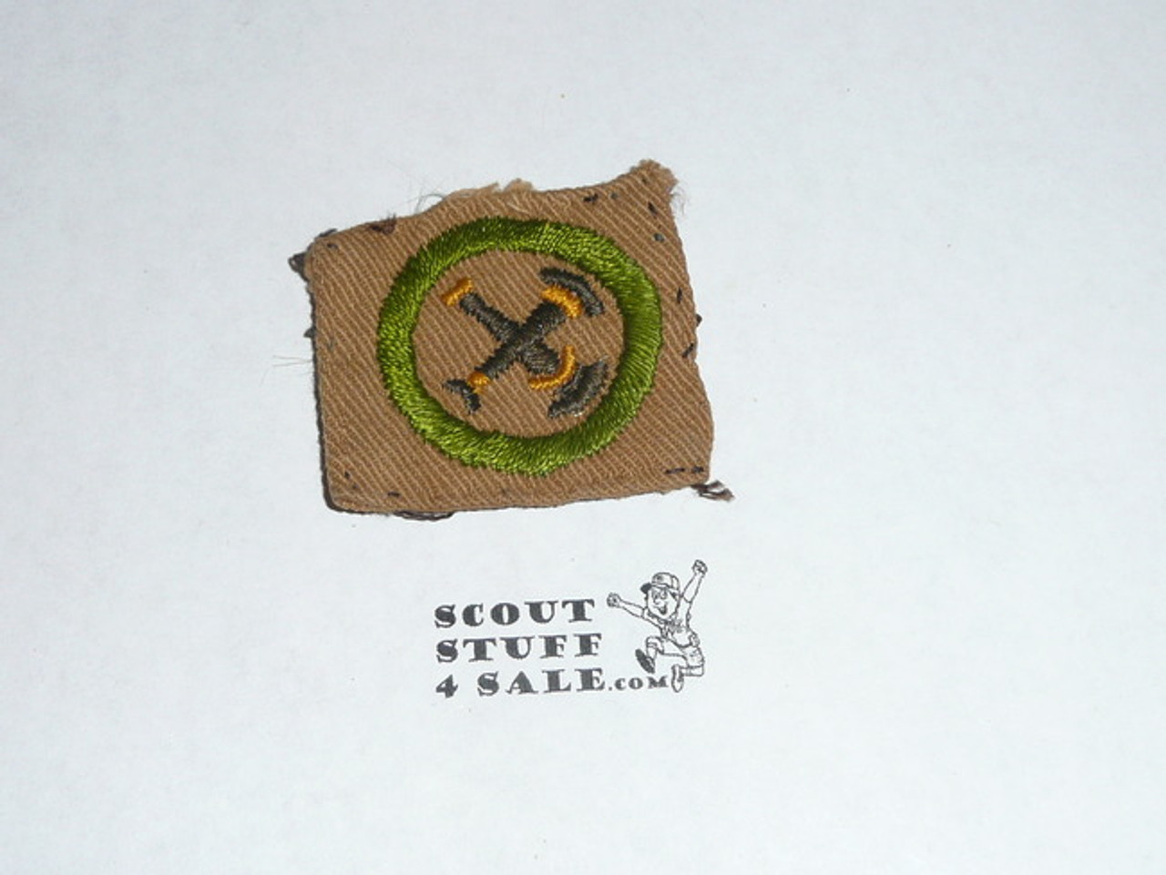 Firemanship - Type A - Square Tan Merit Badge (1911-1933), used