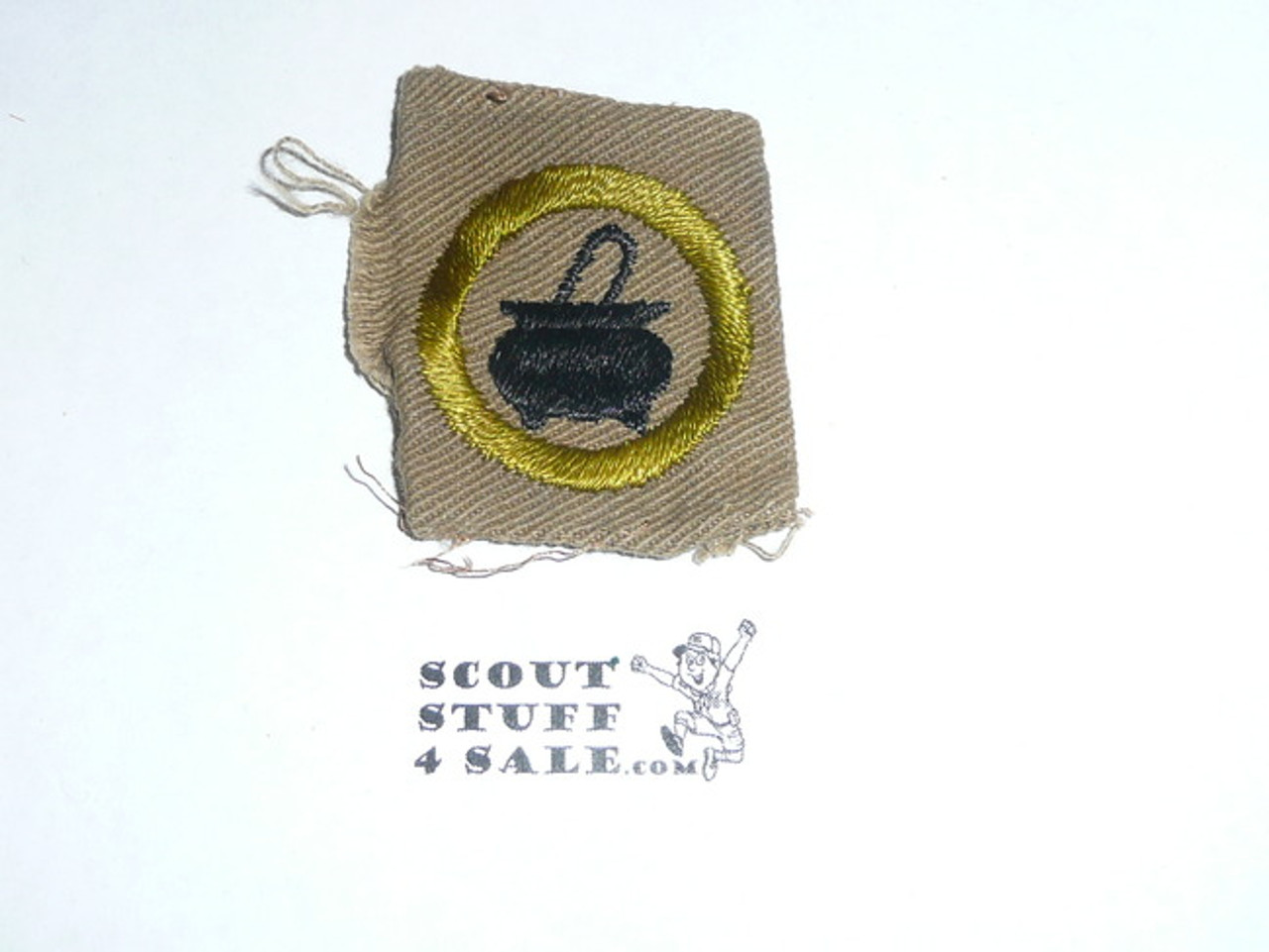 Cooking - Type A - Square Tan Merit Badge (1911-1933), used with material folded under