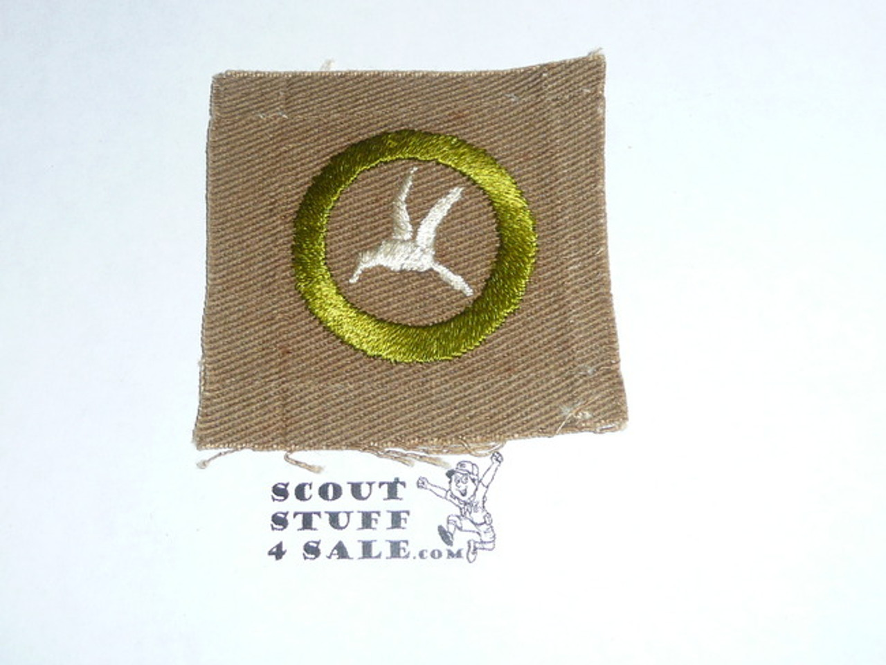 Bird Study - Type A - Square Tan Merit Badge (1911-1933), used