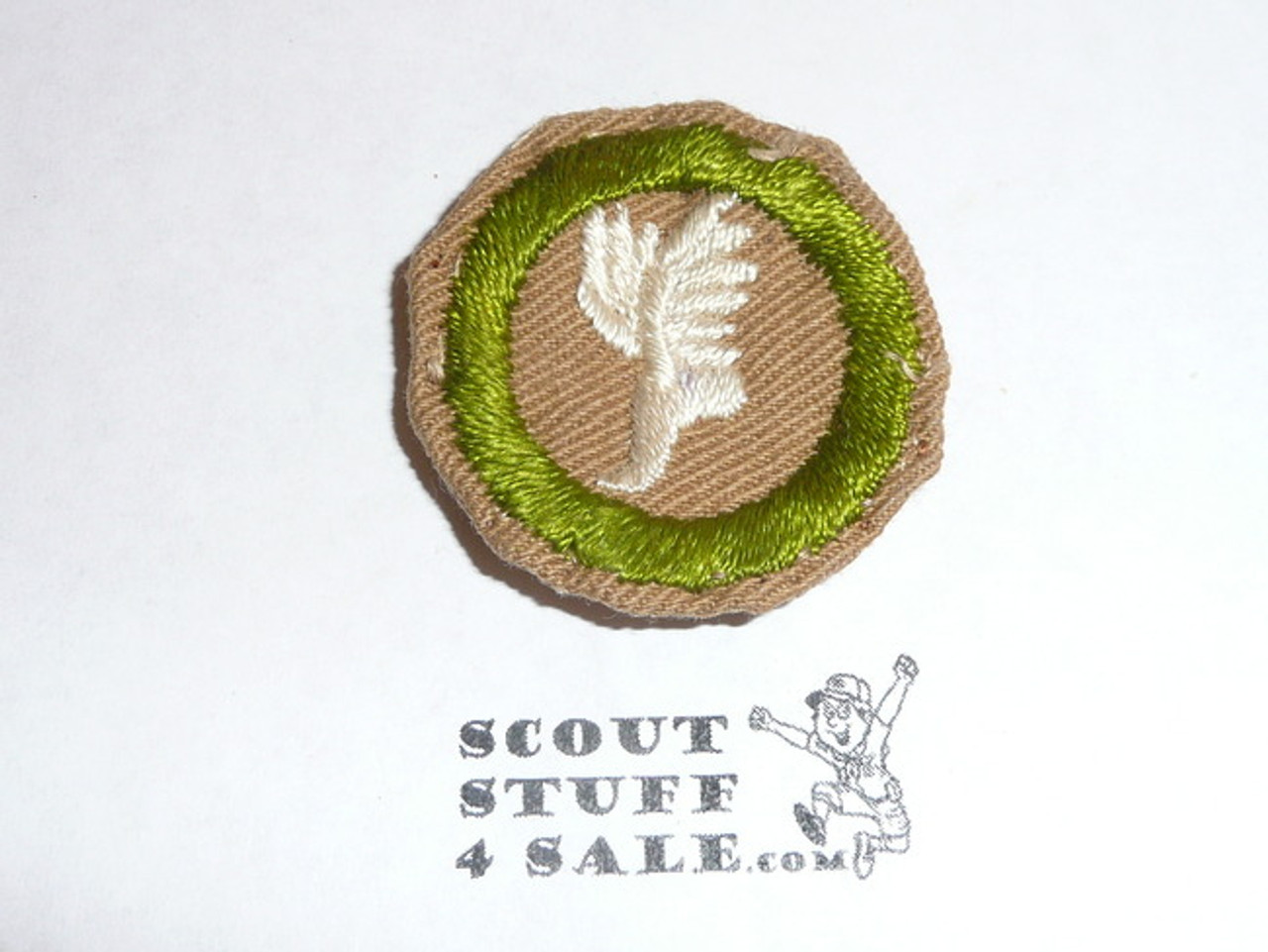 Athletics - Type A - Square Tan Merit Badge (1911-1933), Material folded under with some trimming