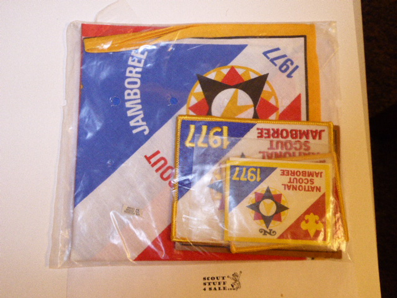 1977 National Jamboree Patch, Jacket Patch, Leather Jacket Patch, Neckerchief and Sticker