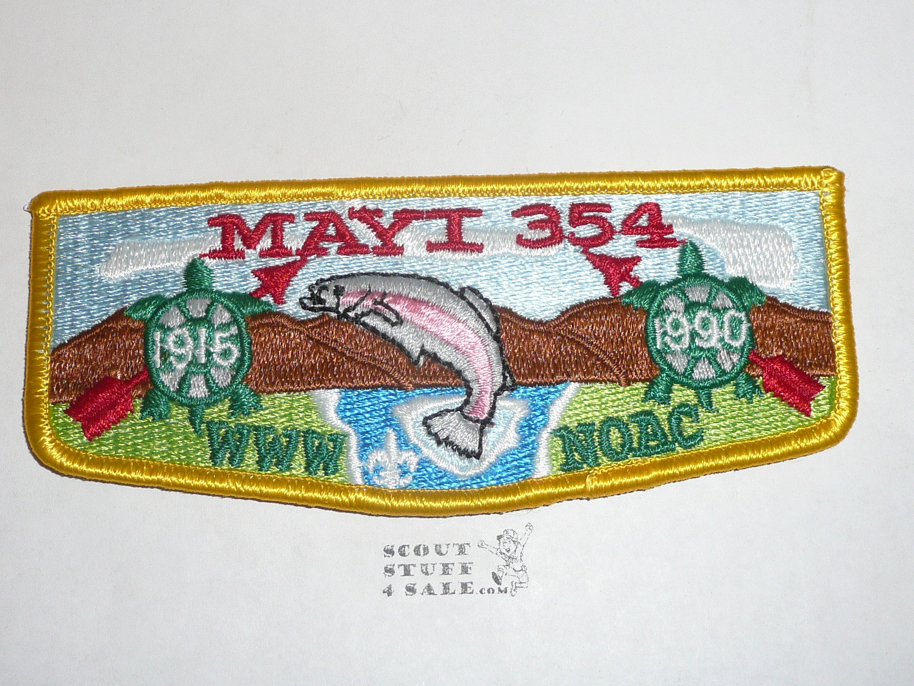 Order of the Arrow Lodge #354 Mayi s33b 1990 NOAC & 75th OA anniv Flap Patch