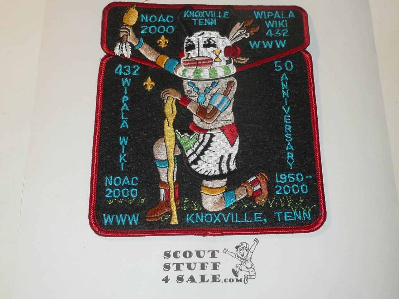 Order of the Arrow Lodge #432 Wipala Wiki 2000 NOAC 2 Piece Flap Patch Set, red bdr
