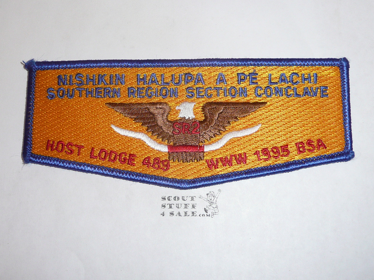 Order of the Arrow Lodge #489 Nishkin Halupa A Pe Lachi s23 1995 SR2 Host Flap Patch