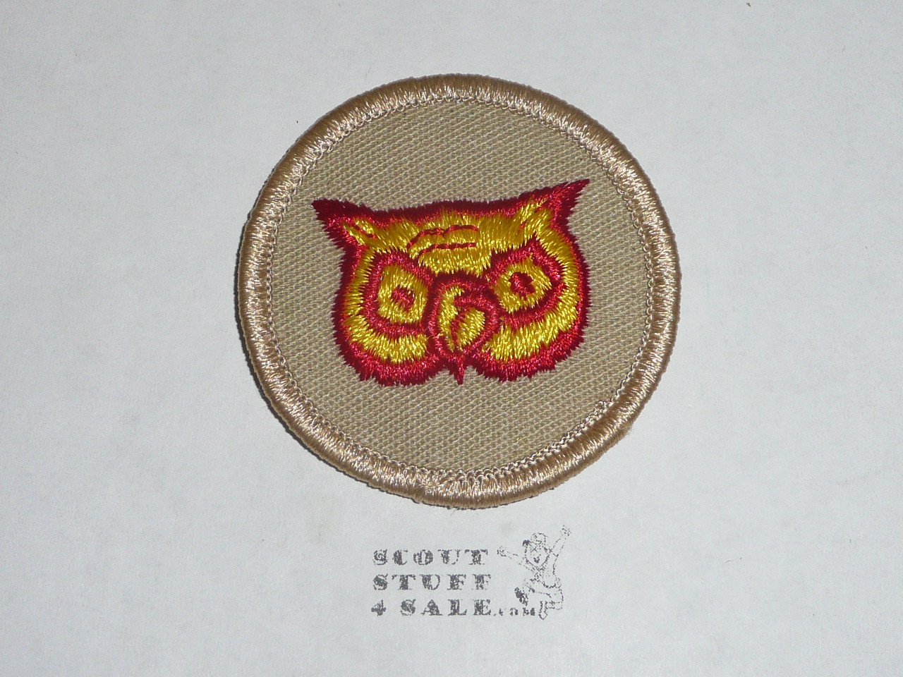 Owl Patrol Medallion, Tan Twill with Plastic Back