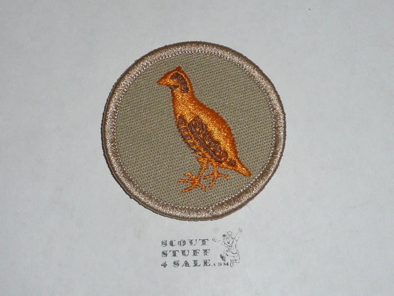 Bobwhite Patrol Medallion, Tan Twill with Plastic Back