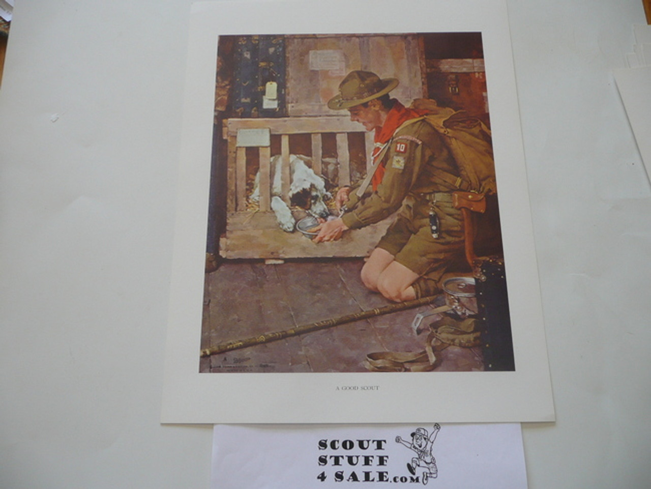 Norman Rockwell, A Good Scout (second Painting of same name), 11x14 On Heavy Cardstock, slight dogeared corners and/or watermark but print is unaffected and will frame or show fine
