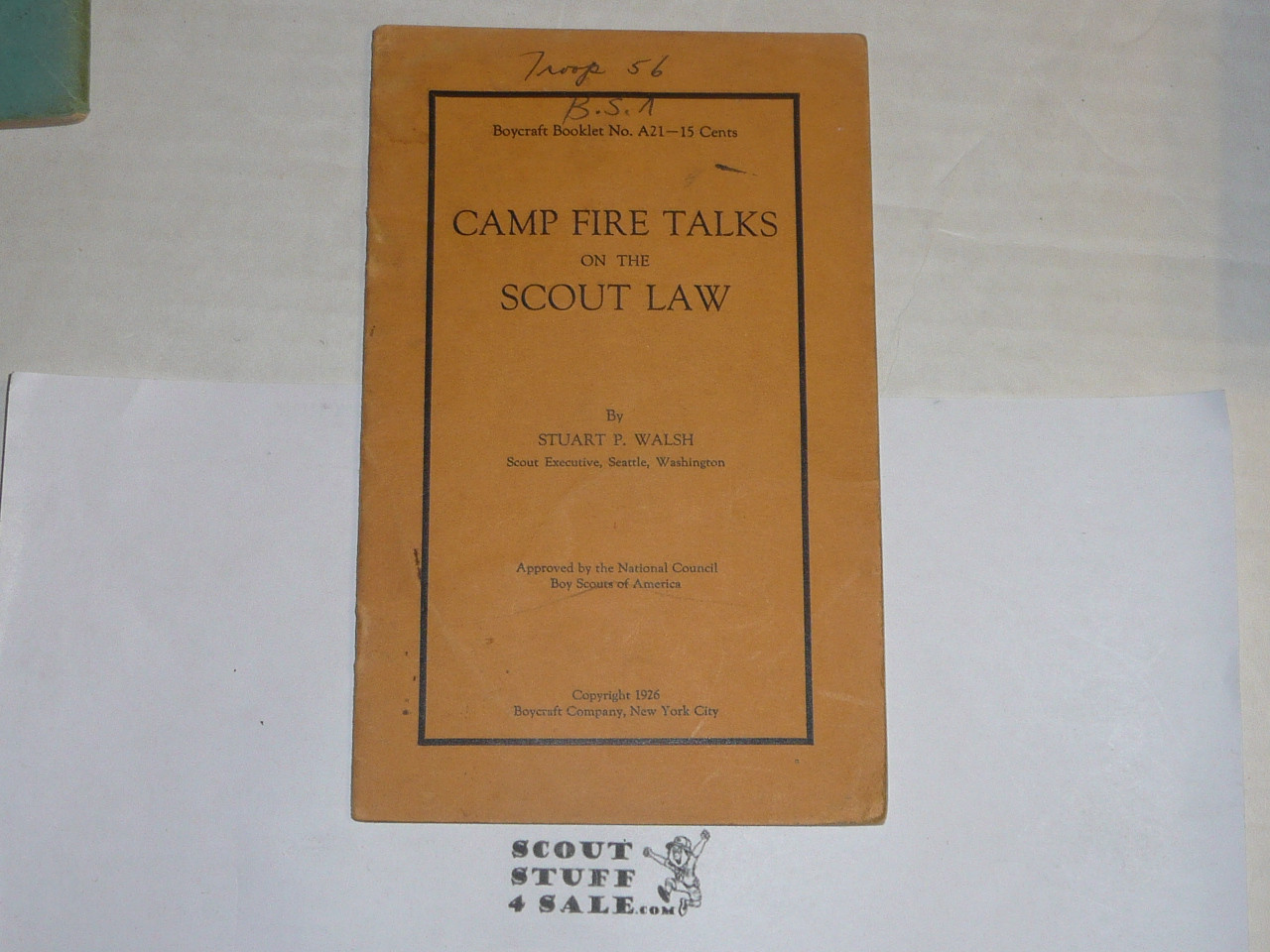 1926 Camp Fire Talks on the Scout Law, By The Boycraft Company, Approved by the BSA, Booklet #A21