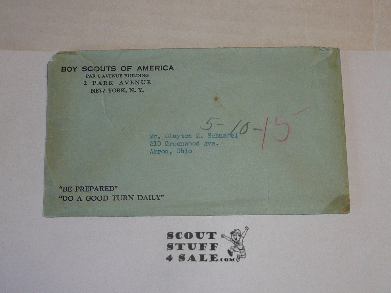 1940's Boy Scout Headquarters Envelope #2