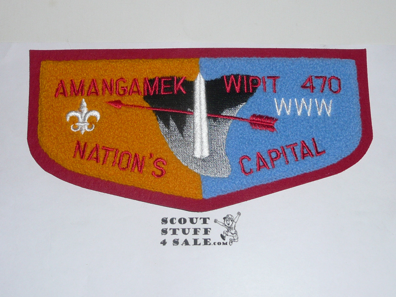 Order of the Arrow Lodge #470 Amangamek-Wipit c6 Chenille Flap Shaped Jacket / Back Patch