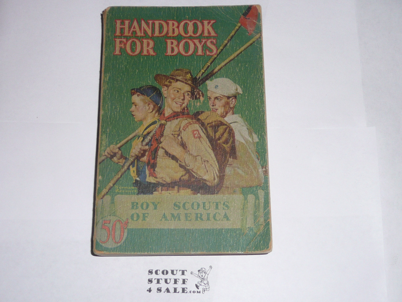 1942 Boy Scout Handbook, Fourth Edition, Thirty-fifth Printing, Norman Rockwell Cover, Litely used condition, distributed by American News Co.