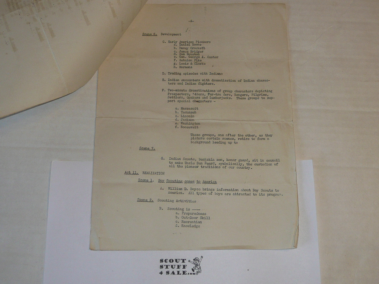 1929 World Jamboree, Script of the American Contingent Performance at the National Pagent