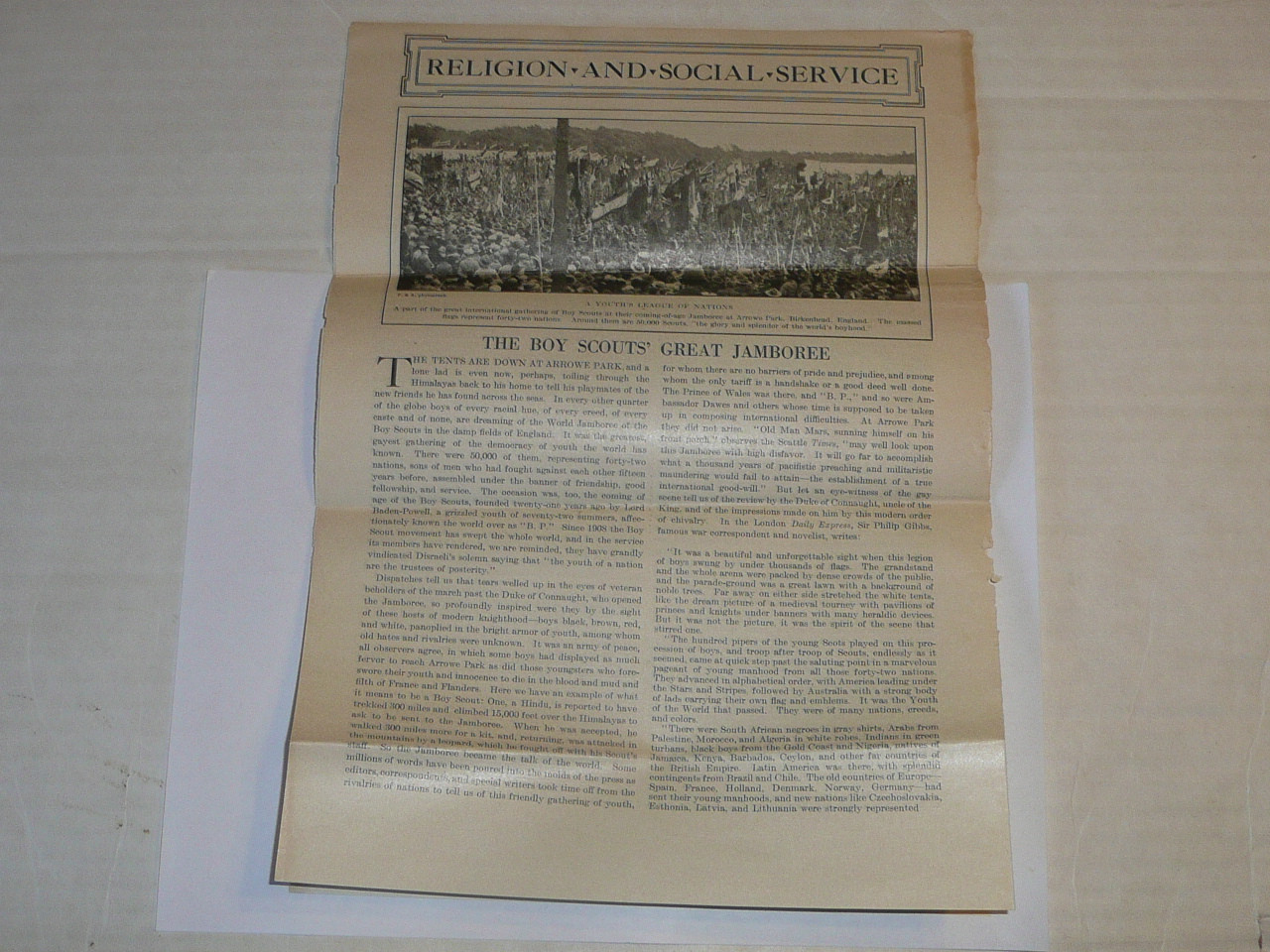 1929 World Jamboree, Article from "The Literary Digest" dated Aug 31, 1929 about the Great Jamboree