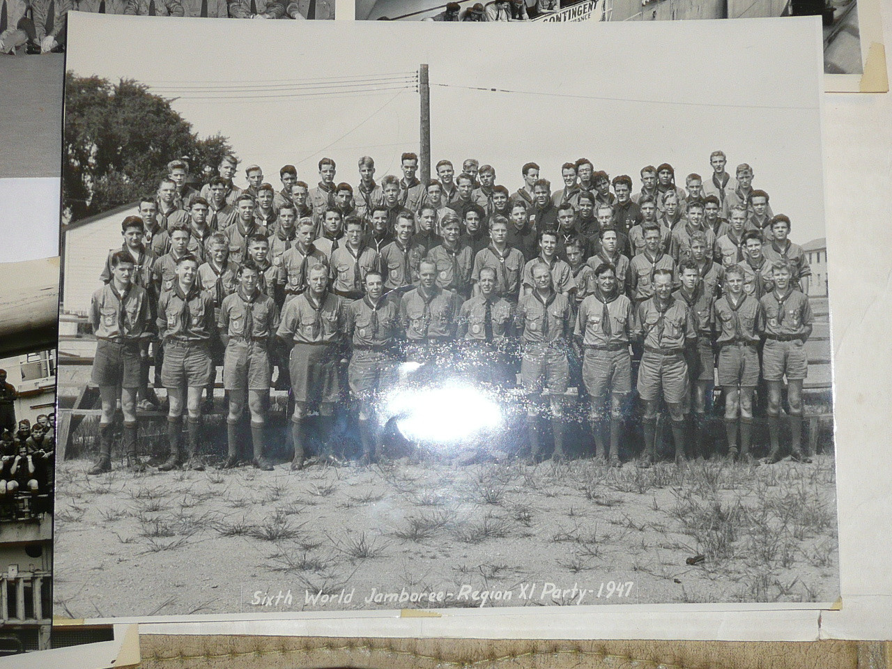 1947 World Jamboree, Great Group of 8 large images of some of the USA Contingent Scouts