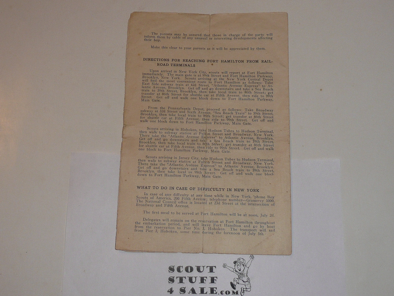 1920 World Jamboree, Boy Scouts of America Information Pamphlet