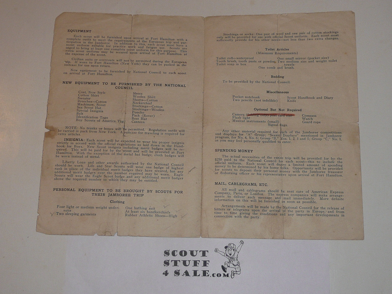 1920 World Jamboree, Boy Scouts of America Information Pamphlet