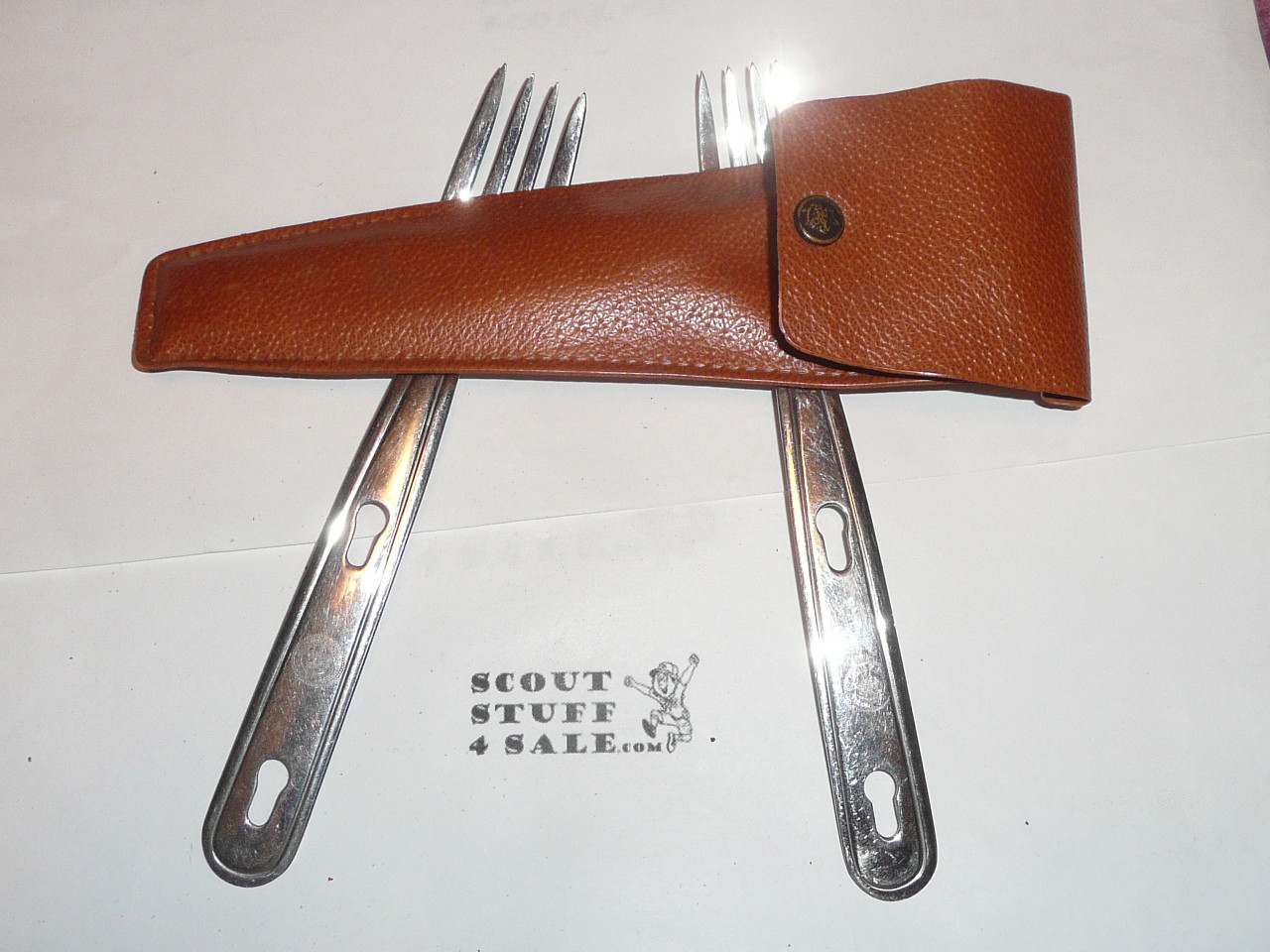 1970's Official Boy Scout 2 Forks in Case, By Imperial