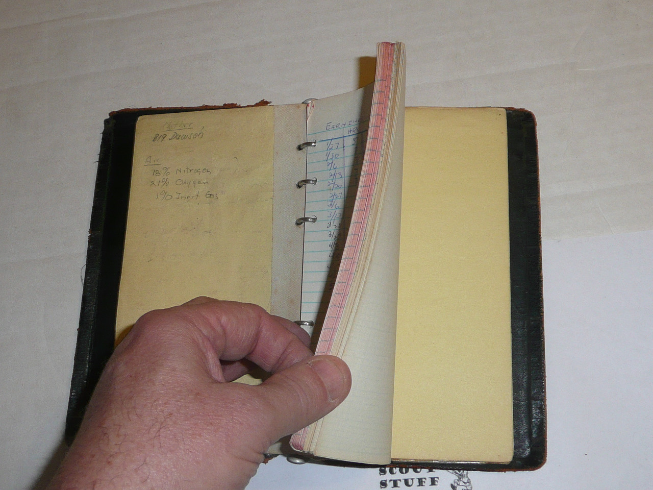 Lefax Boy Scout Fieldbook, Leather Binding, Considerable wear, Includes many lined and blank Lefax Pages