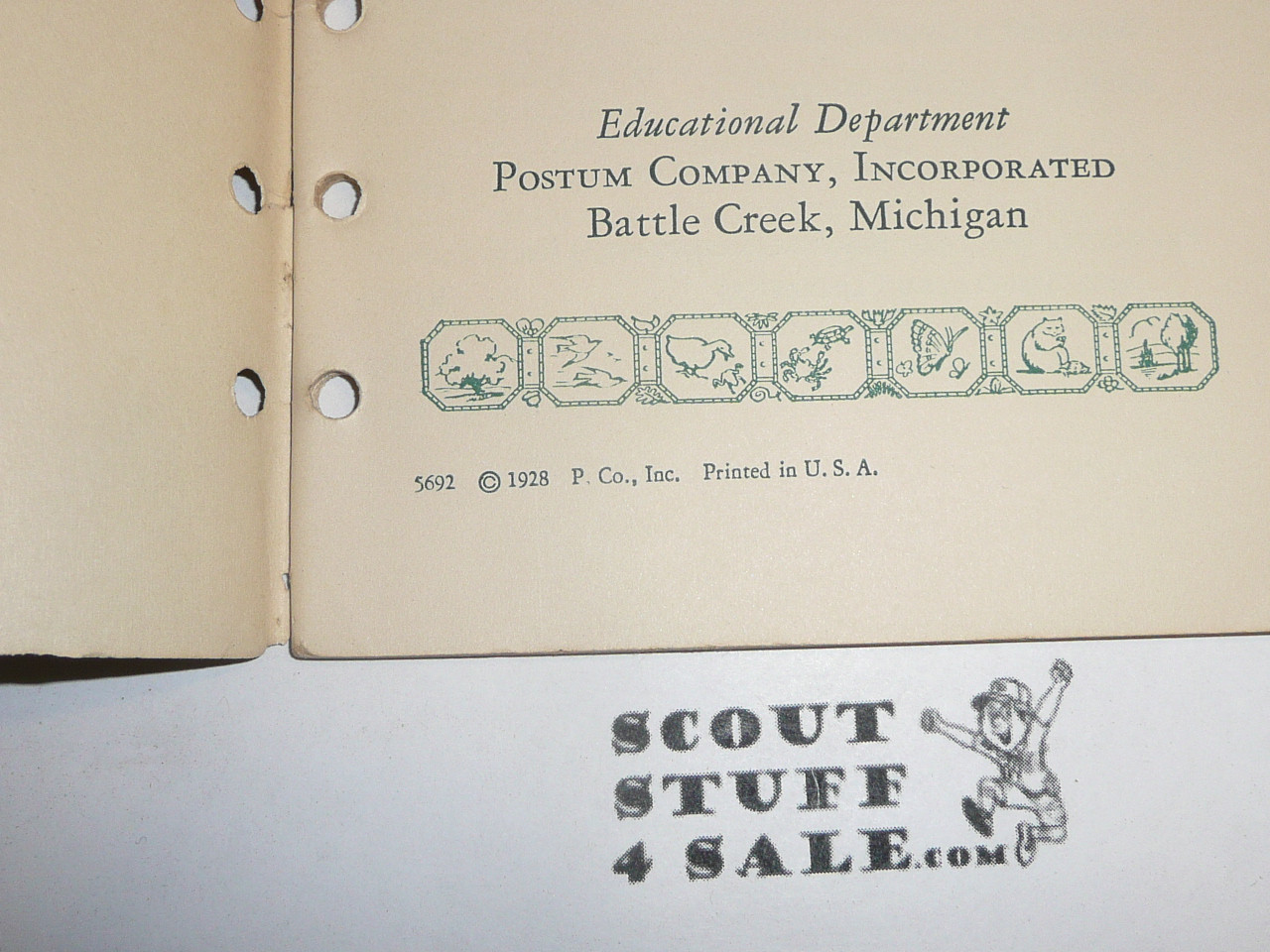 Lefax Boy Scout Fieldbook Insert, Camp Food, 1928 Postum Company