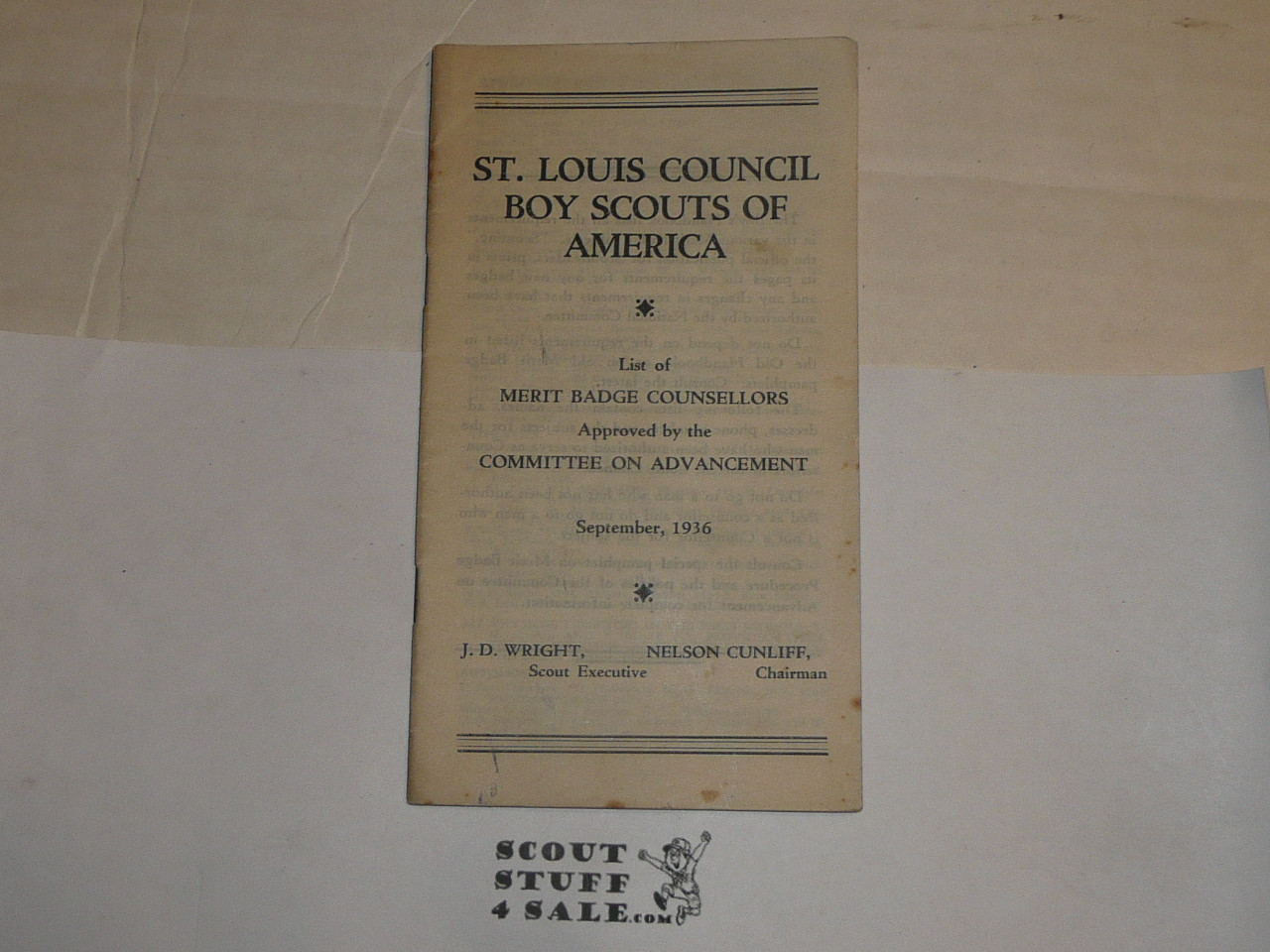 Lefax Boy Scout Fieldbook Insert, St. Louis Council List of Merit Badge Counselors, 1936