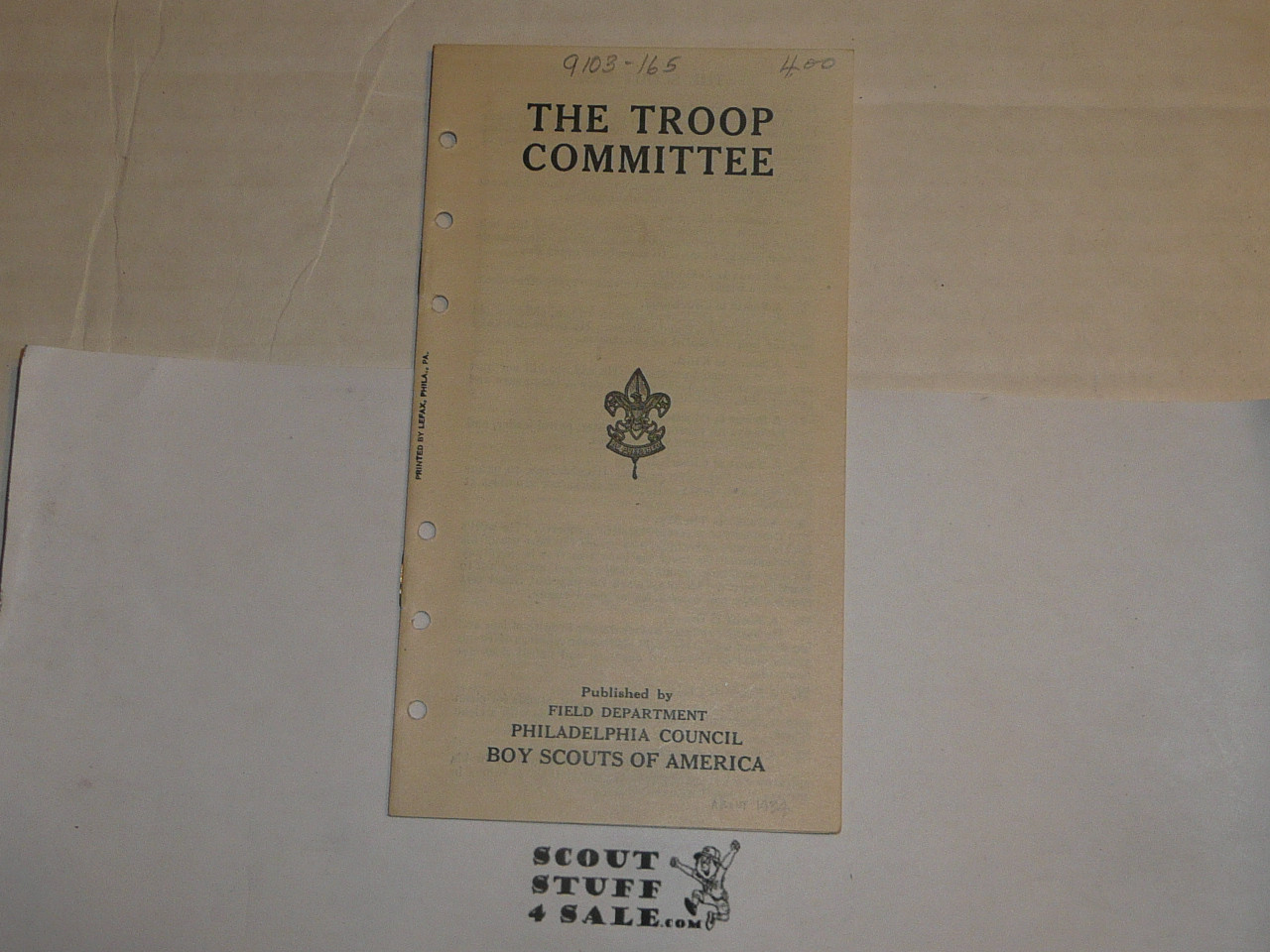 Lefax Boy Scout Fieldbook Insert, The Troop Committee, Philadelphia Council