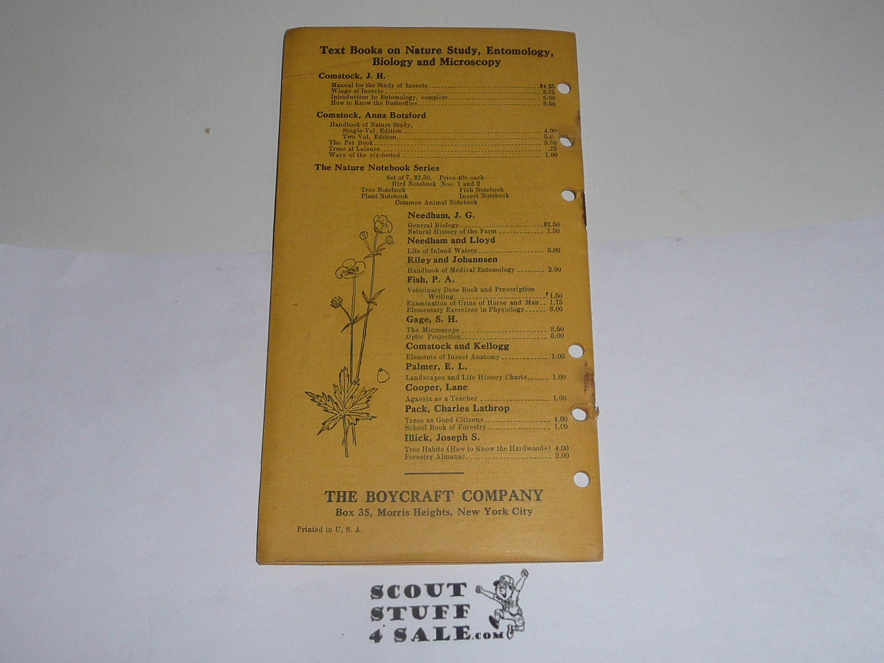 Lefax Boy Scout Fieldbook Insert, Field and Camp Notebook for Nature Study, The Boycraft Company, 16 page Brochure and Pricelist