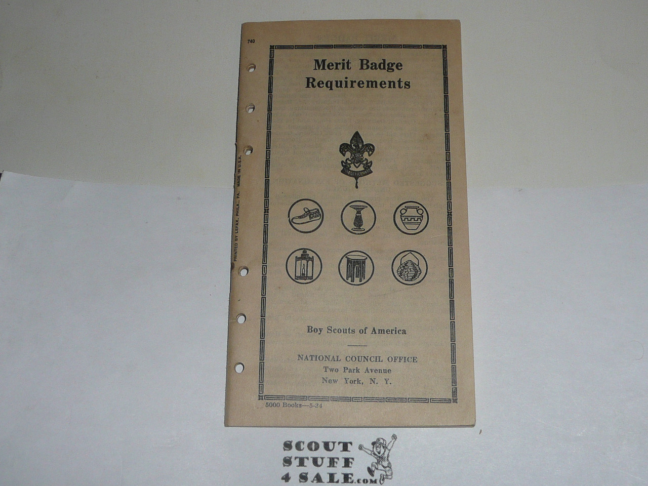 Lefax Boy Scout Fieldbook Insert, Merit Badge Requirements, 1934, Official BSA